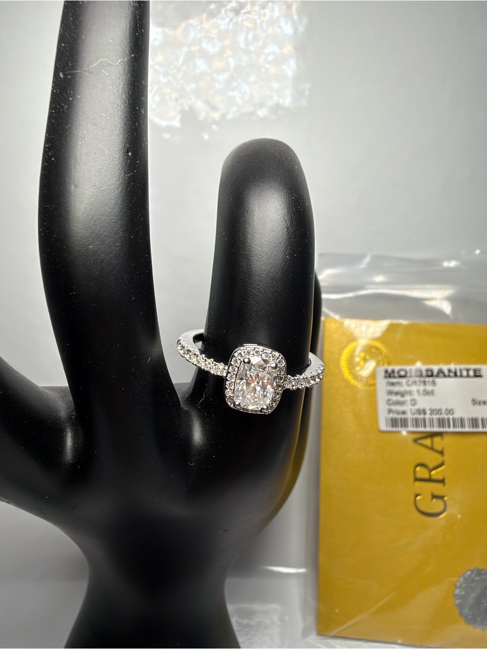 1Ct moissanite halo ring